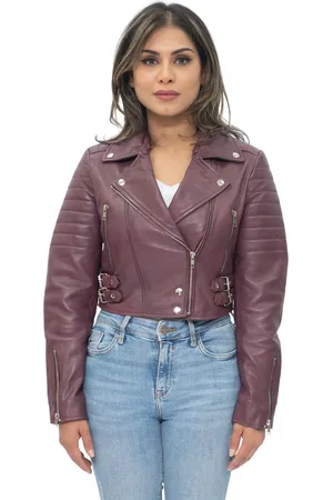 Infinity Cropped Brando Leather Biker Jacket-Damascus