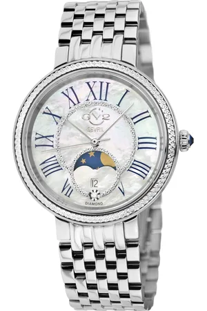 GV2 by Gevril Genoa SS Case,White MOP Dial, Stainless Steel Bracelet