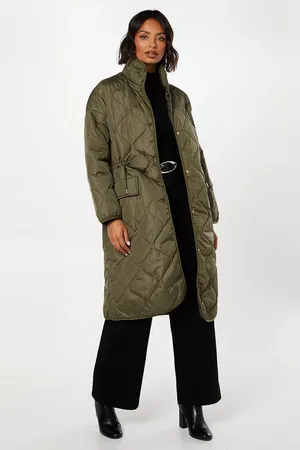 Dorothy Perkins Drawstring Waist Quilted Padded Puffer Coat