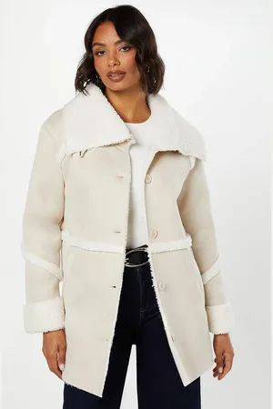 Dorothy Perkins Suede Shearling Longline Coat