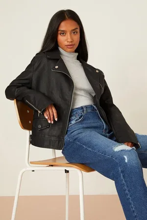 Dorothy Perkins Petite Faux Leather Biker Jacket