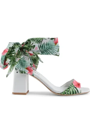 DEE OCLEPPO Tropical Print Bow Sandals Floral Print Heels Women