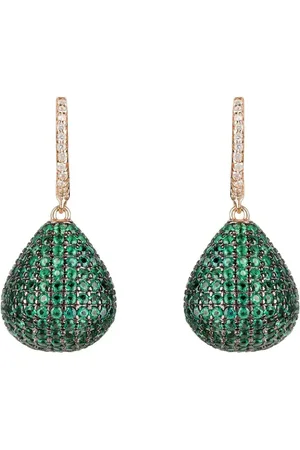 Latelita Valerie Pear Drop Gemstone Earring Rosegold Emerald