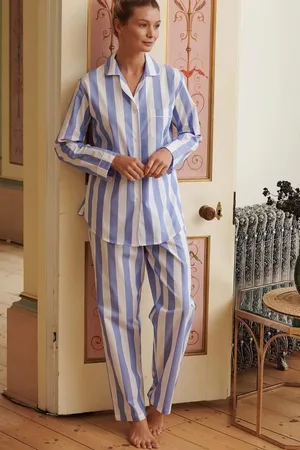 British Boxers "Boat Blue" Stripe Crisp Cotton Pyjama Set