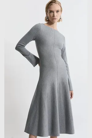 Karen Millen Lydia Millen Compact Knit Wool Look Full Skirt Midi Dress