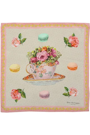 DEE OCLEPPO Roses Macarons Teacup Silk Scarf Women - Multicolor Scarves