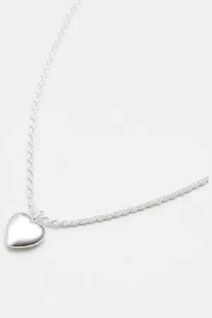 Simply Silver Sterling 925 Polished Heart Necklace