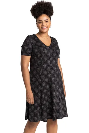 Roman Curve Glitter Print Fit & Flare Skater Dress