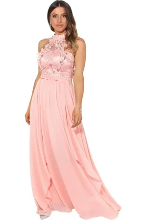 Krisp Lace Halterneck Maxi Prom Dress
