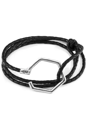 Anchor & Crew Storey Silver and Braided Leather Bracelet