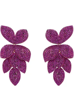 Latelita Petal Cascading Flower Earrings Rosegold Ruby Cz