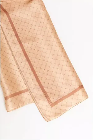 Trussardi Silk Scarf Beige Logo Pattern Women - Scarves