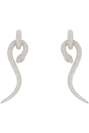 Latelita Anaconda Snake Drop Earrings Silver
