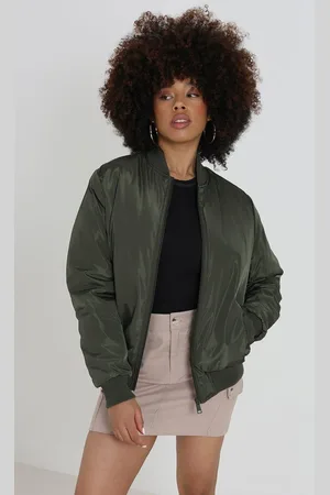 Brave Soul Ruched Sleeve Oversized Bomber Jacket