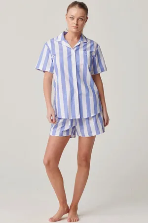 British Boxers "Boat Blue" Stripe Crisp Cotton Short Pyjama Set