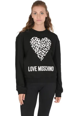Moschino Leopard Heart Sweatshirt Women Sweatshirts