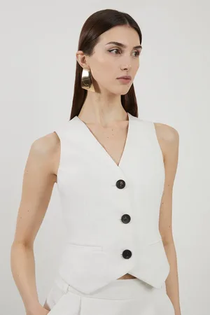 Karen Millen Clean Tailored Grosgrain Tipped Waistcoat