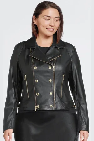 Karen Millen Plus Size Leather Military Biker