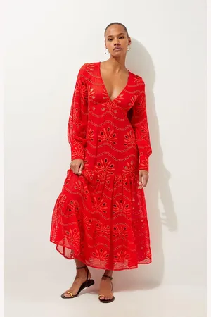 Karen Millen Viscose Georgette Cutwork Beach Maxi Dress