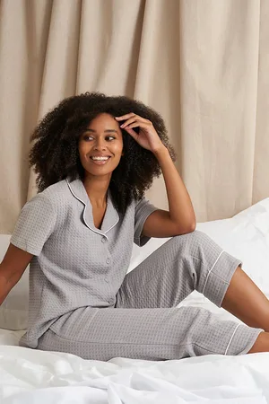 PRETTY YOU Luxury Suite Waffle Short Shirt Trouser Set