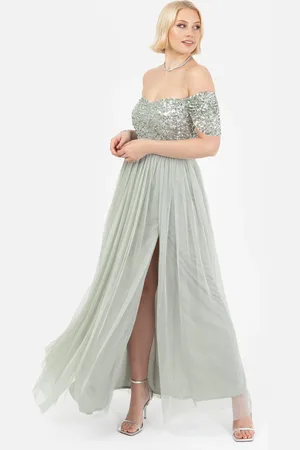 Maya Deluxe Embellished Sweetheart Bardot Maxi Dress