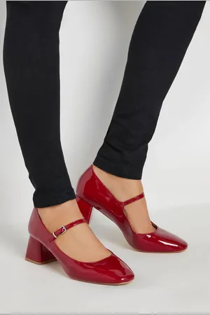 Long Tall Sally Patent Mary Jane Block Midi Heels