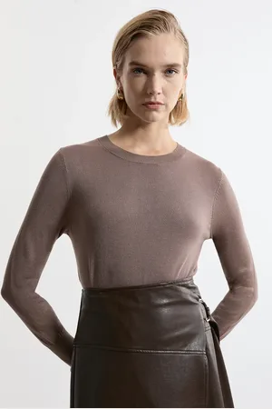 Karen Millen Viscose Blend Knit Crew Neck Jumper