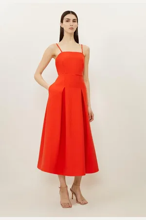 Karen Millen Compact Stretch Tailored Bandeau Full Skirted Midi Dress