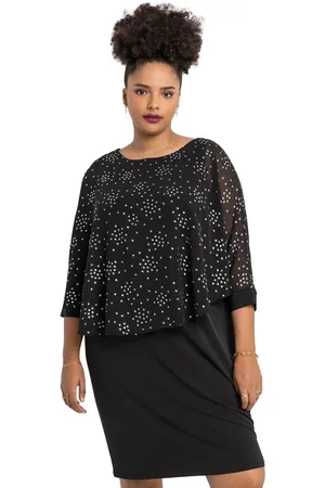 Roman Curve Foil Print Overlay Dress