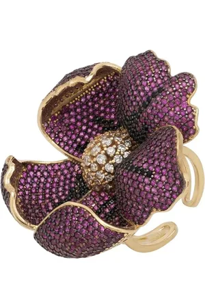 Latelita Poppy Flower Red Ring Gold