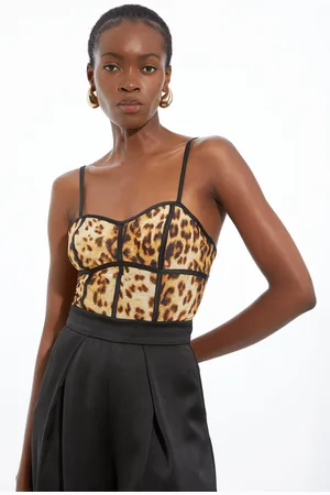 Karen Millen Lace Detail Power Mesh Jersey Strappy Bodysuit