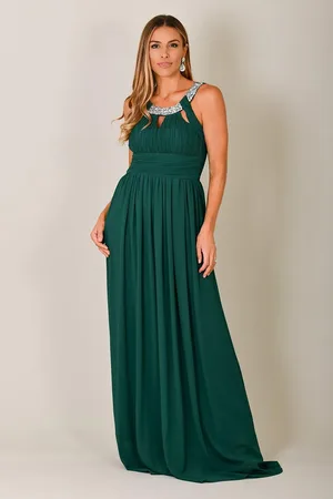 Krisp Diamante Neck Chiffon Maxi Dress