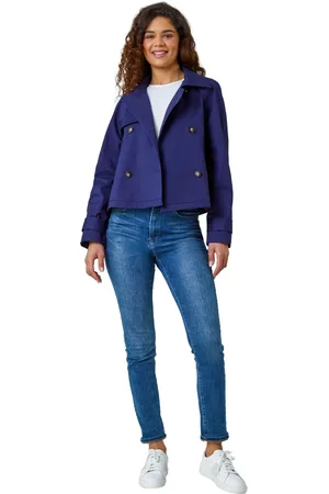 Roman Cotton Blend Cropped Stretch Trench Coat