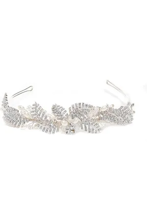 Jon Richard Leah Crystal Pave Leaf And Pearl Tiara - Gift Pouch