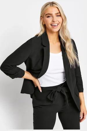 M&Co Ruched Sleeve Linen Blazer