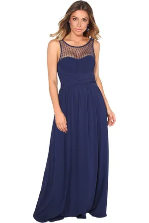 Krisp Gem & Mesh Front Chiffon Maxi Dress