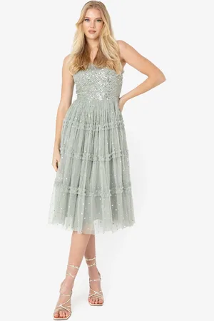 Maya Deluxe Embellished Cami Midi Dress with Frill Detail