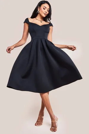 Goddiva Scuba Foam Skater Midi Dress