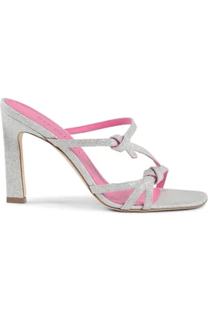 DEE OCLEPPO Knotted Glitter Mules Women - Platinum Sandals