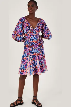 Monsoon Palmer Print Pleated Dress