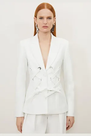 Karen Millen Compact Stretch Eyelet Detailed Ribbon Jacket