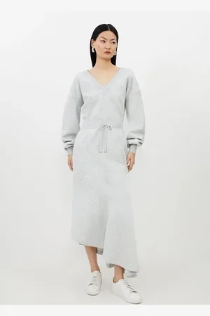 Karen Millen Fleece Cotton Jersey Waterfall Hem Maxi Skirt