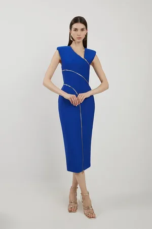 Karen Millen Bandage Form Fitting Zip Detail Midi Dress