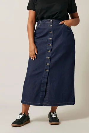 Evans Button Through Denim Maxi Skirt