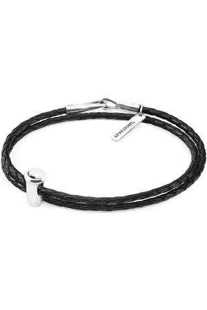 Anchor & Crew Midnight GUSTATORY Coffee Takeout Cup Silver and Braided Leather Bracelet