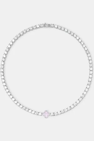 CERNUCCI Iced Pink Motif Charm Tennis Chain - White 5mm