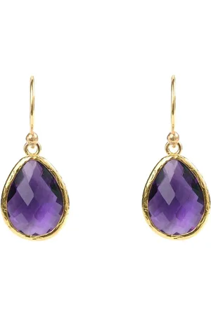 Latelita Petite Drop Earrings Amethyst Hydro Gold