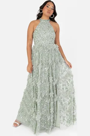 Maya Deluxe Fully Embellished Halter Neck Maxi Dress