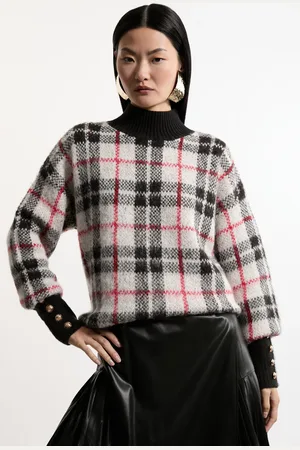 Karen Millen Brushed Jacquard Military Trim Knit Jumper
