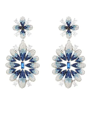Latelita Babylon Ice Gradient Flower Drop Earrings Silver